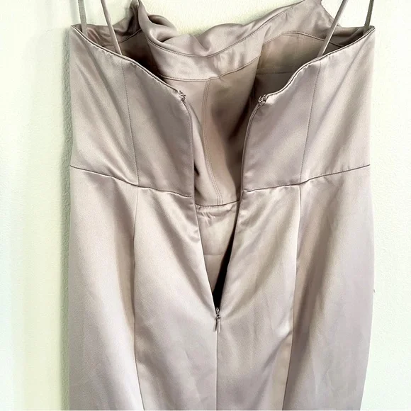 HOUSE OF CB Violette Mushroom Satin Fishtail Gown - Picture 8 of 11